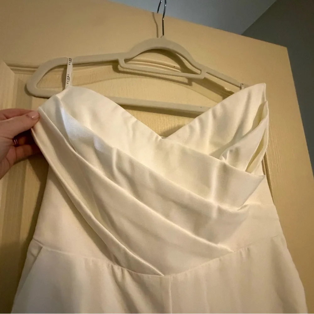 Club L London White Strapless Wide-Leg Jumpsuit - Picture 4 of 7